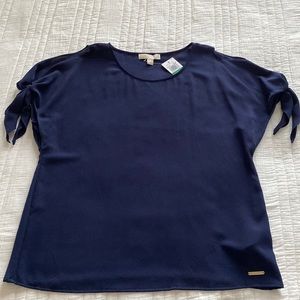 Michael Kors Navy Cold Shoulder Top